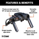 60682 - Double Lock EZr Gooseneck Hitch Kit with Brackets, Select Dodge, Ram 2500, 3500 Curt E16 5th Wheel Hitch for Dodge Ram Short Beds, 16K Capacity