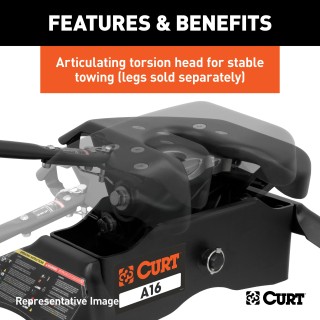 16441 - Custom 5th Wheel Brackets, Select Ford F-150 (Except 5.5' Bed) Curt A16 Dual Jaw Sliding 5th Wheel Hitch for 2005-2014 Ford F150