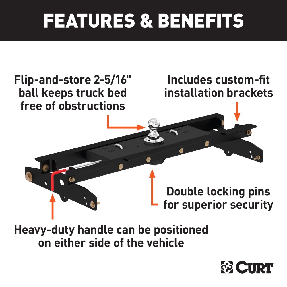 Curt A16 Dual Jaw 5th Wheel Hitch, Ford F150, 16K Towing