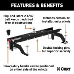 60733 - Double Lock Gooseneck Hitch Kit with Brackets, Select Dodge Ram 1500 Curt Q20 5th Wheel Hitch for 2002-2008 Dodge Ram 1500, 20K capacity