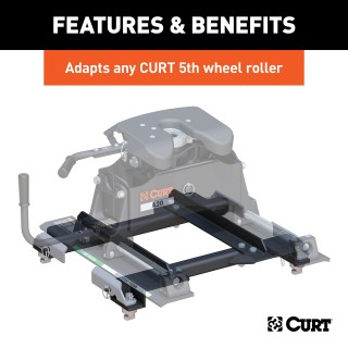 16023 - Puck System 5th Wheel Roller Adapter, 20K, Select Silverado, Sierra, 6.5' Bed Curt Spyder 25K Gooseneck Hitch for Chevy GMC in carbide black