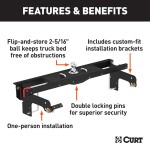 60681 - Double Lock EZr Gooseneck Hitch Kit with Brackets, Select Silverado, Sierra Curt A16 Dual Jaw 5th Wheel Hitch fits Chevy Silverado