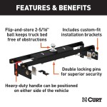60711 - Double Lock Gooseneck Hitch Kit with Brackets, Select Silverado, Sierra 1500 Curt E16 5th Wheel Hitch for Chevy Silverado 1500, 16K capacity