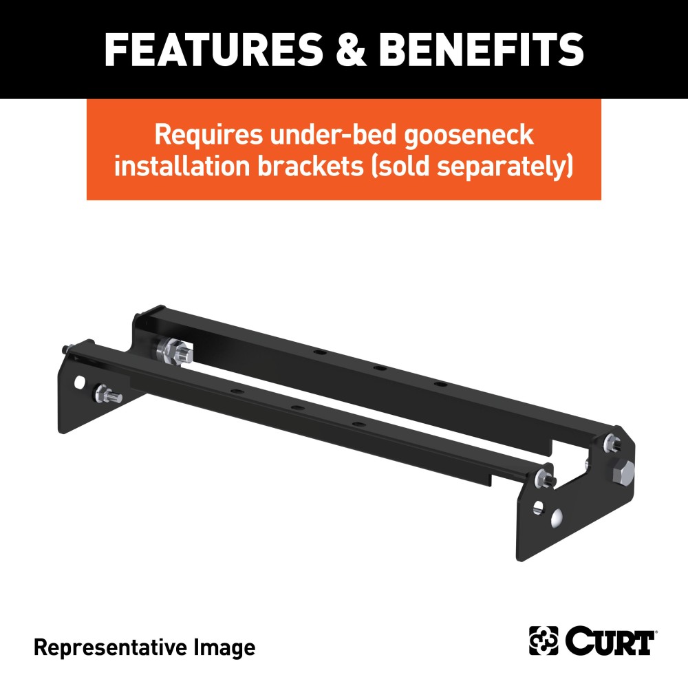 Curt Underbed Rail Kit with Fold-Down Gooseneck Hitch for Ford