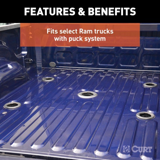16022 - Puck System 5th Wheel Roller Adapter, 24K, Select Ram 2500, 3500, 6.5' Bed Curt CrossWing 5th Wheel Trailer Hitch for Ram 2500 and 3500