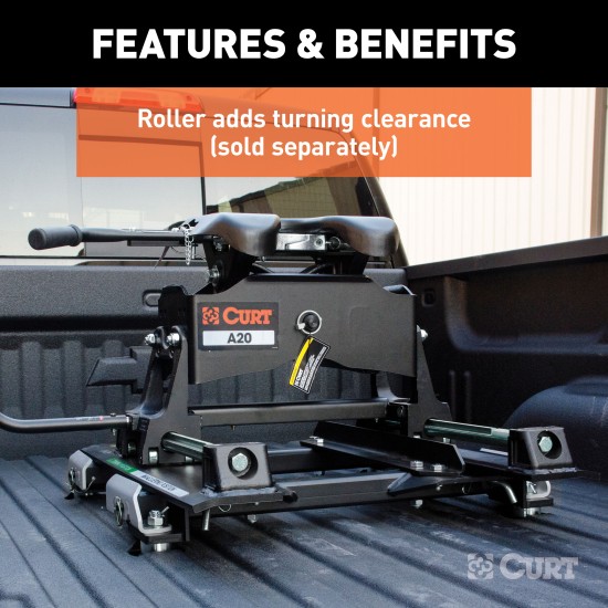 16023 - Puck System 5th Wheel Roller Adapter, 20K, Select Silverado, Sierra, 6.5' Bed Curt Q24 Dual Jaw 5th Wheel Trailer Hitch for Chevy Silverado