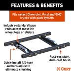 16027 - Puck System 5th Wheel Adapter with Rails, Select Chevy, Ford, GMC, 25K Curt 25K Gooseneck Trailer Hitch with Reese Outboard Rails for Ford F250 F350