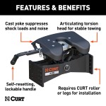 16023 - Puck System 5th Wheel Roller Adapter, 20K, Select Silverado, Sierra, 6.5' Bed Curt A25 Dual Jaw Sliding 5th Wheel Hitch for Chevy/GMC Trucks