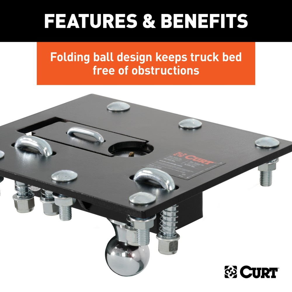 Curt Underbed Rail Kit with Fold-Down Gooseneck Hitch for Ford