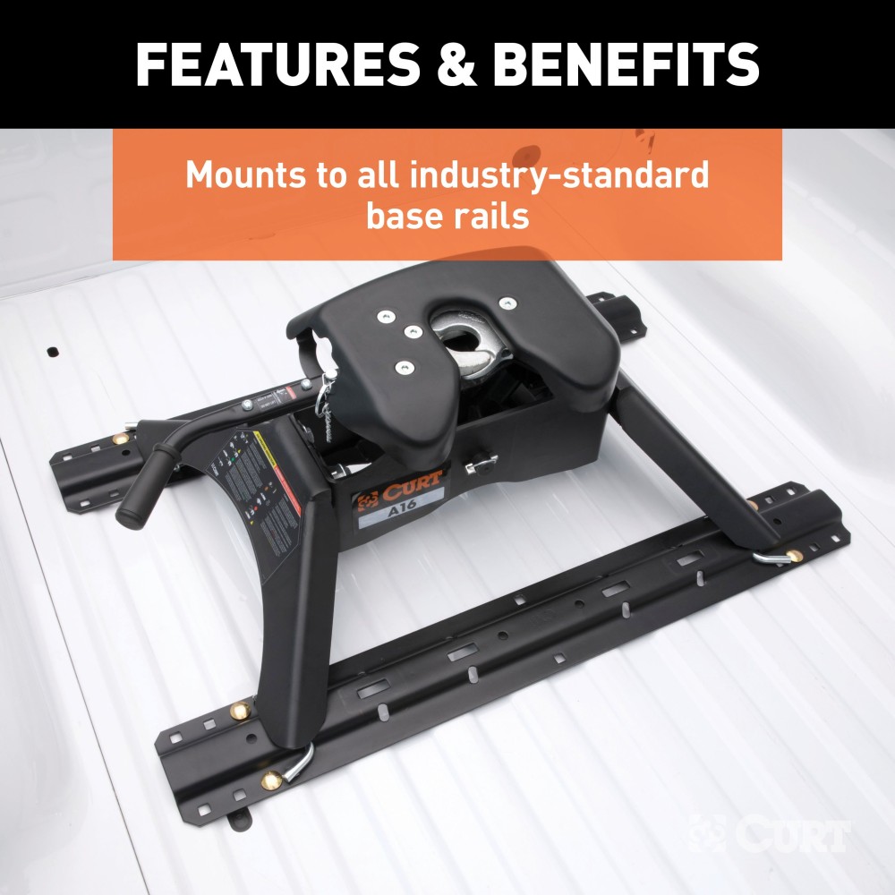 16441 - Custom 5th Wheel Brackets, Select Ford F-150 (Except 5.5' Bed) Curt A16 5th Wheel Hitch mounted on a Ford F150 truck