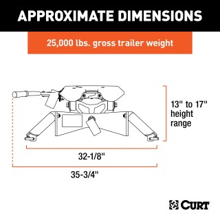 16470 - Custom 5th Wheel Brackets, Select Nissan Titan Curt A25 Dual Jaw 5th Wheel Hitch with 25K Towing Capacity