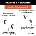 16300 - Semi-Custom 5th Wheel Brackets, Select Ford F-150 Curt A25 Sliding 5th Wheel Hitch for 2005-2011 Ford F150 Short Beds