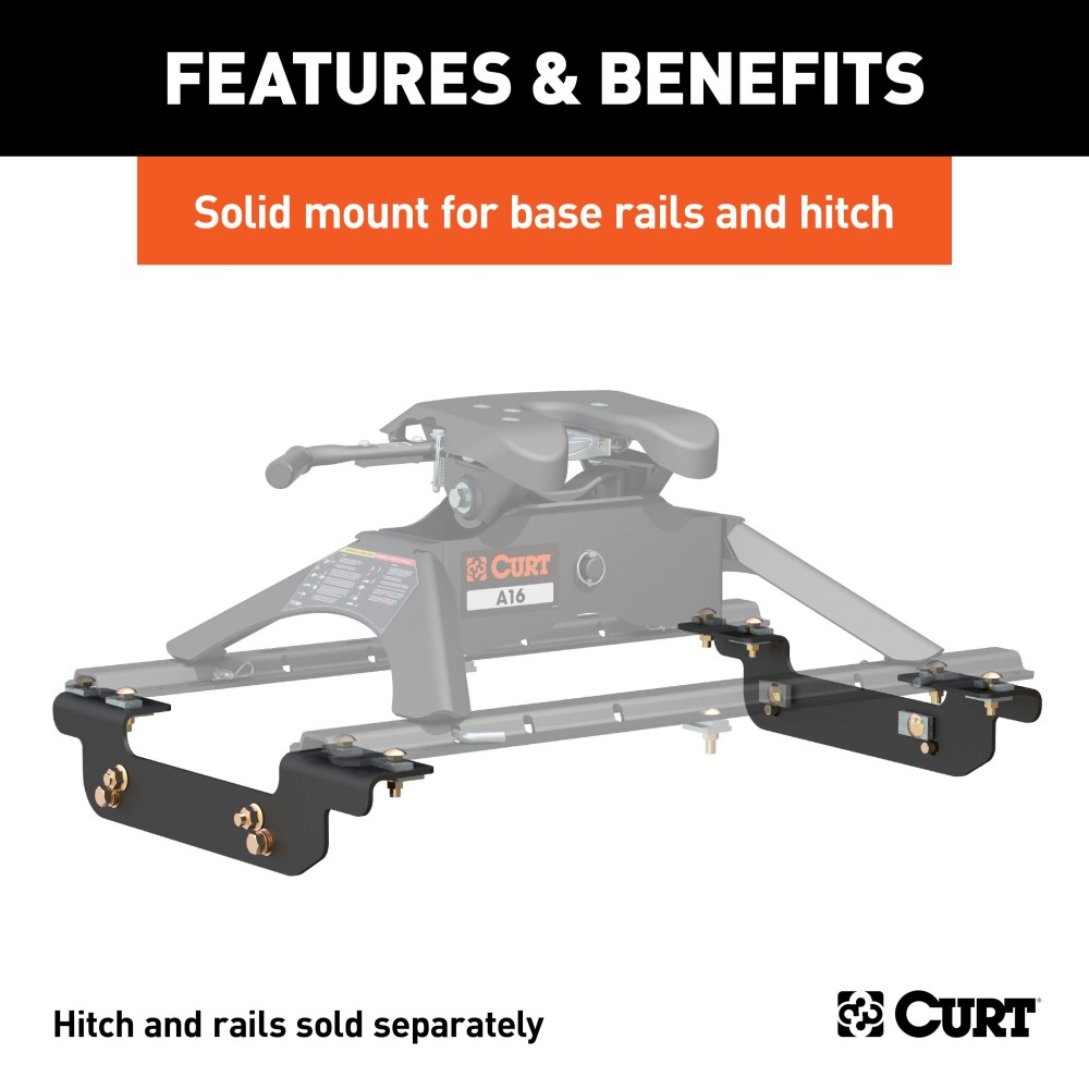 16411 - Custom 5th Wheel Brackets, Select Silverado, Sierra (Except Cab & Chassis) Curt Spyder Gooseneck Hitch for 2011-2019 Chevy Silverado and GMC Sierra