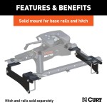 16429 - Custom 5th Wheel Brackets, Select Chevrolet Silverado, GMC Sierra 2500, 3500 HD Curt 40K Tiridium Base Rail Kit with Quick Connect Brackets