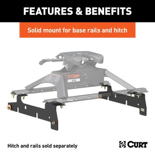 16437 - Custom 5th Wheel Brackets, Select Ford F-150, F-250 Curt PowerRide 5th Wheel Hitch, 30,000 lbs Towing Capacity, Teridium Finish