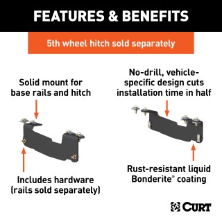 16441 - Custom 5th Wheel Brackets, Select Ford F-150 (Except 5.5' Bed) Curt A16 5th Wheel Hitch mounted on a Ford F150 truck