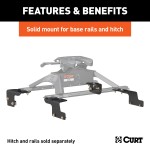 16468 - Custom 5th Wheel Brackets, Select Toyota Tundra, 6.5' Bed (No Extended Crew Cab) Curt A25 Sliding 5th Wheel Hitch 25K for 2007-2021 Toyota Tundra