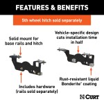 16911 - Custom 5th Wheel Brackets, Select Ford F-150 Curt E16 Slide Bar Jaw 5th Wheel Hitch for Ford F150 - 16K