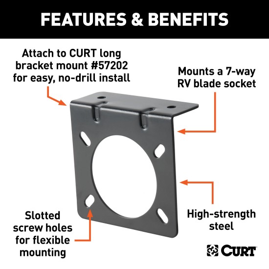 58520 - Connector Mounting Bracket for 7-Way USCAR Socket Reese 20K Dual Jaw Fifth Wheel Trailer Hitch with Sidewinder Pinbox