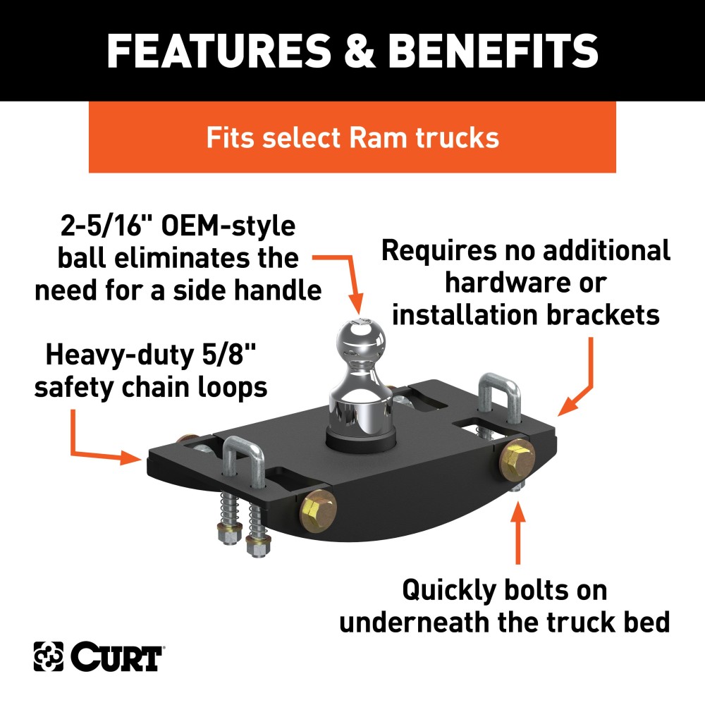 Curt OEM Style 30K Underbed Gooseneck Hitch for Ram 2500/3500