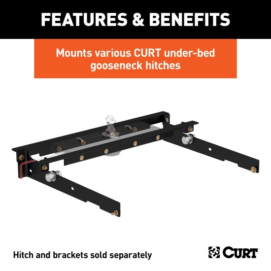 60636 - Under-Bed Gooseneck Installation Brackets, Select Ford F-150, F-250, F-350 Curt Custom Under-Bed Rail Kit for 1980-1996 Ford F-Series