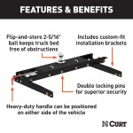 60734 - Double Lock Gooseneck Hitch Kit with Brackets, Select Dodge Ram 1500, 2500, 3500 Curt E16 5th Wheel Hitch for Dodge Ram 94-02 with 16K towing