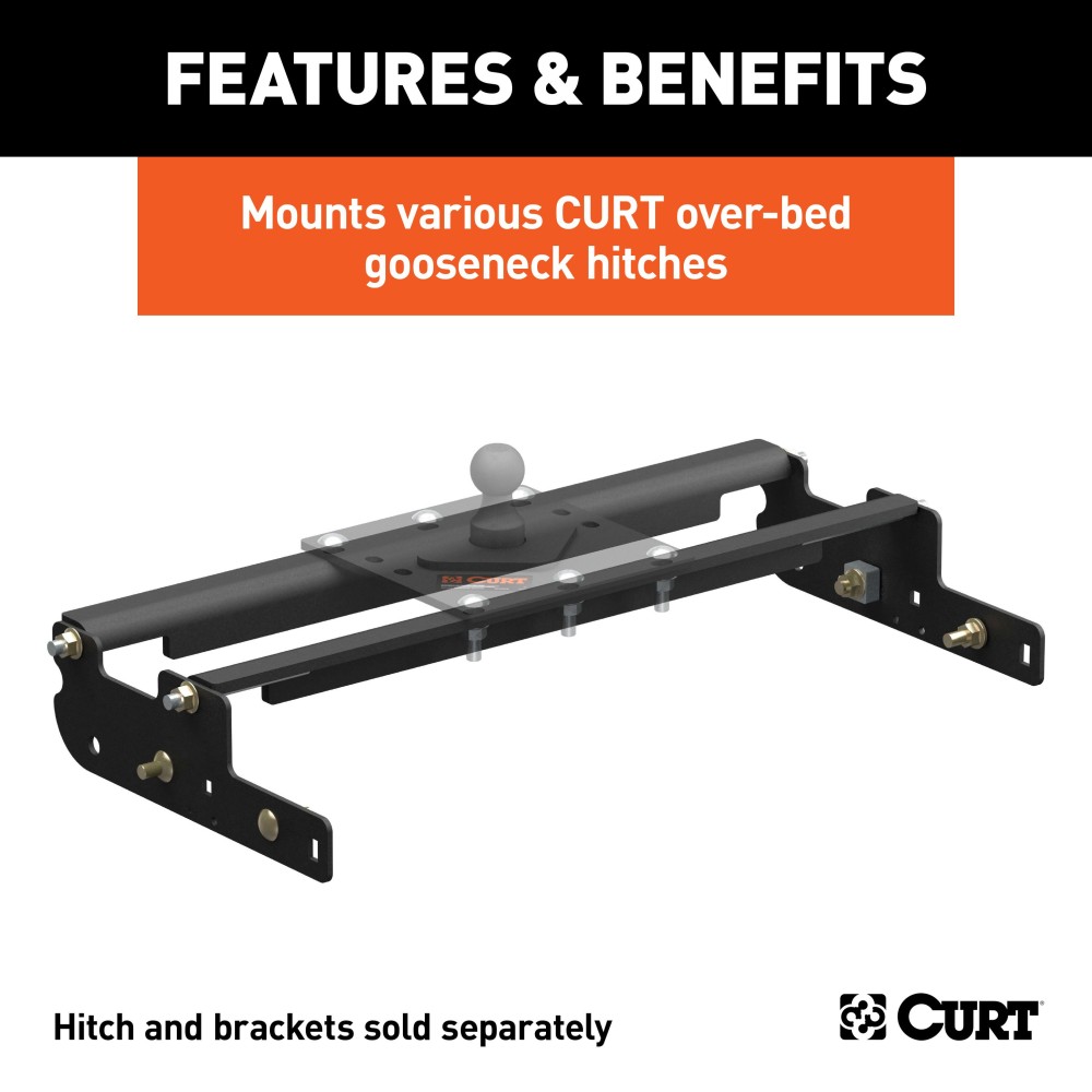 Curt Underbed Rail Kit with Fold-Down Gooseneck Hitch for Ford
