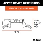 16041 - E16 5th Wheel Hitch, Select Ram 2500, 3500, 8' Bed Puck System Curt E16 5th Wheel Hitch, fits 2014-2025 Ram 2500, 3500 with 8' bed