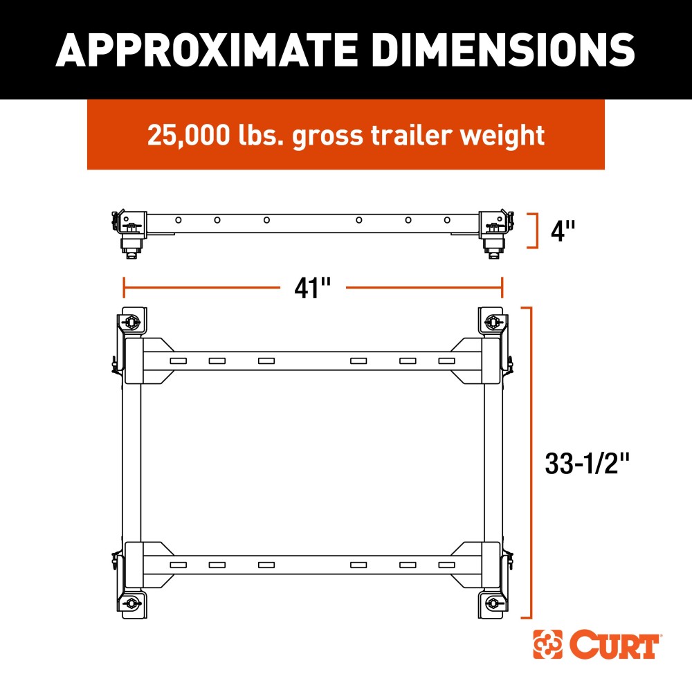 16042 - Puck System 5th Wheel Adapter with Rails, Select Ram 2500, 3500 Curt E16 Slide Bar Jaw 5th Wheel Hitch for Ram 2500, 3500