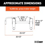 60682 - Double Lock EZr Gooseneck Hitch Kit with Brackets, Select Dodge, Ram 2500, 3500 Curt E16 5th Wheel Hitch for Dodge Ram Short Beds, 16K Capacity