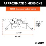16431 - Custom 5th Wheel Brackets, Select Ford F-250, F-350, F-450 Super Duty Curt A25 Fifth Wheel Trailer Hitch for Ford F250-F450, 25K Towing