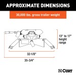 60721 - Double Lock Gooseneck Hitch Kit with Brackets, Select Ford F-150 Curt A30 Hitch for Ford F150, 30,000lbs Capacity