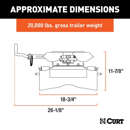 16028 - Puck System 5th Wheel Legs, Select Ram 2500, 3500, 8' Bed, 30K Curt Q20 Trailer Hitch for Ram 2500 and 3500 trucks