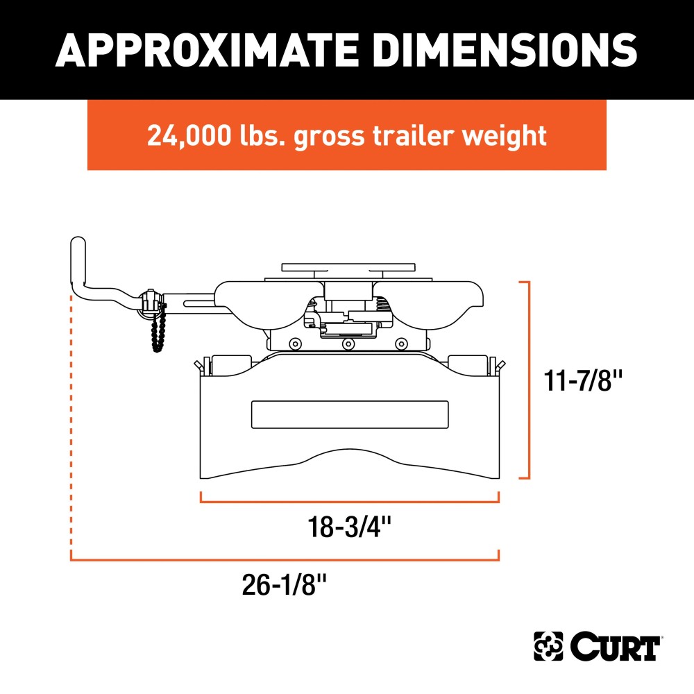 16017 - Puck System 5th Wheel Legs, Select Ford F-250, F-350, F-450, 8' Bed, 24K Curt Q24 5th wheel hitch compatible with Ford F250-F450, 24K capacity
