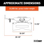 16017 - Puck System 5th Wheel Legs, Select Ford F-250, F-350, F-450, 8' Bed, 24K Curt Q24 5th wheel hitch compatible with Ford F250-F450, 24K capacity