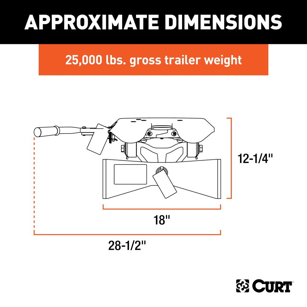 16023 - Puck System 5th Wheel Roller Adapter, 20K, Select Silverado, Sierra, 6.5' Bed Curt A25 Dual Jaw Sliding 5th Wheel Hitch for Chevy/GMC Trucks