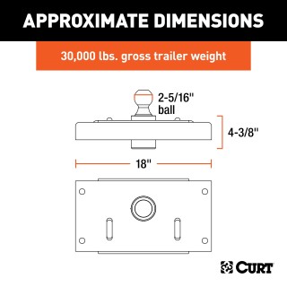 60614 - OEM-Style Gooseneck Hitch, Select Ram 2500 Curt 30K Gooseneck Hitch with installation kit for Ram 2500 3500