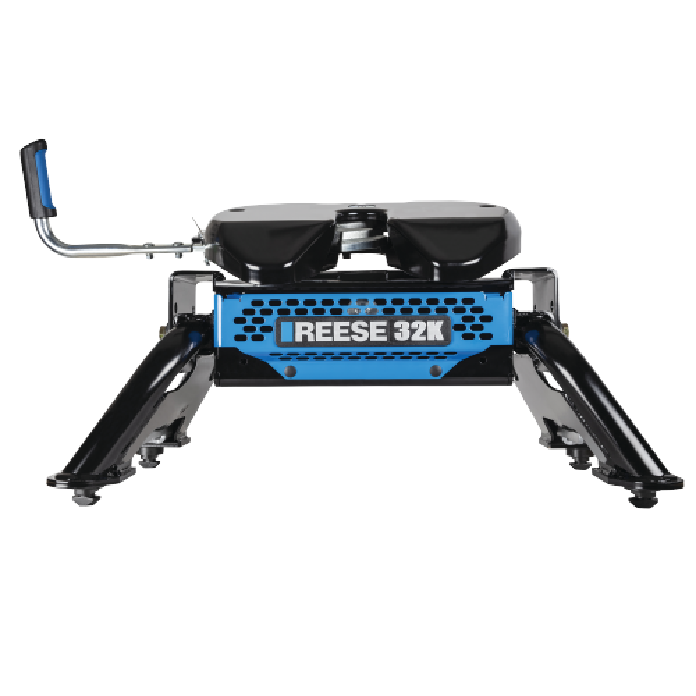 30180 - Elite™ Series Fifth Wheel Hitch Mounting System Rail Kit, Ford Reese M5 Elite 32K Fifth Wheel Hitch mounted on a Ford truck
