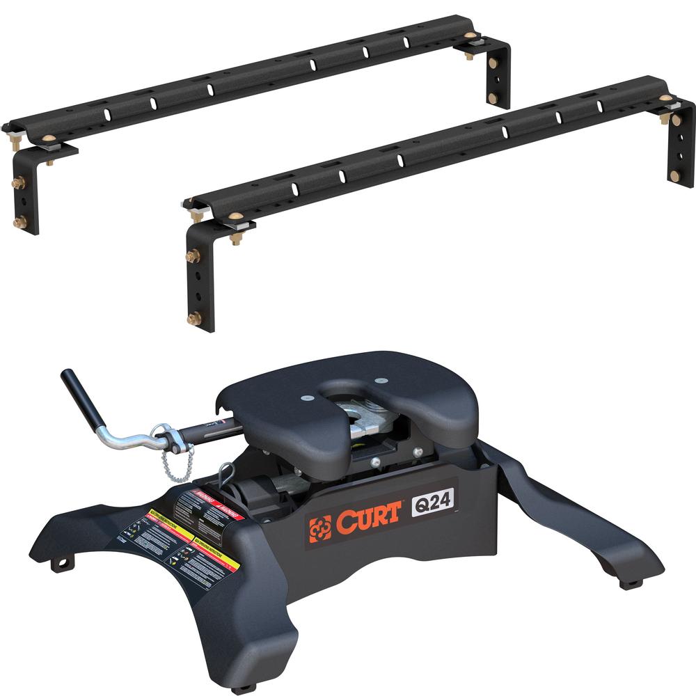 16200 - Universal 5th Wheel Base Rails, 25K (Carbide Black) Curt Q24 5th Wheel Hitch for Chevy GMC Ford Dodge Ram, 24,000 lbs