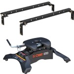 16200 - Universal 5th Wheel Base Rails, 25K (Carbide Black) Curt Q24 5th Wheel Hitch for Chevy GMC Ford Dodge Ram, 24,000 lbs