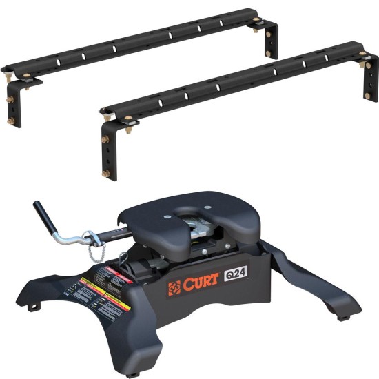 16200 - Universal 5th Wheel Base Rails, 25K (Carbide Black) Curt Q24 5th Wheel Hitch for Chevy GMC Ford Dodge Ram, 24,000 lbs