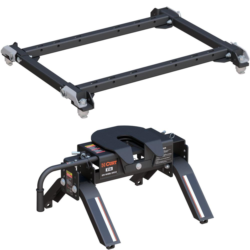 16042 - Puck System 5th Wheel Adapter with Rails, Select Ram 2500, 3500 Curt E16 Slide Bar Jaw 5th Wheel Hitch for Ram 2500, 3500