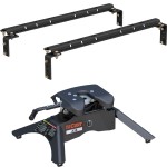 16200 - Universal 5th Wheel Base Rails, 25K (Carbide Black) Curt A16 Dual Jaw 5th Wheel Trailer Hitch Mounted on Truck