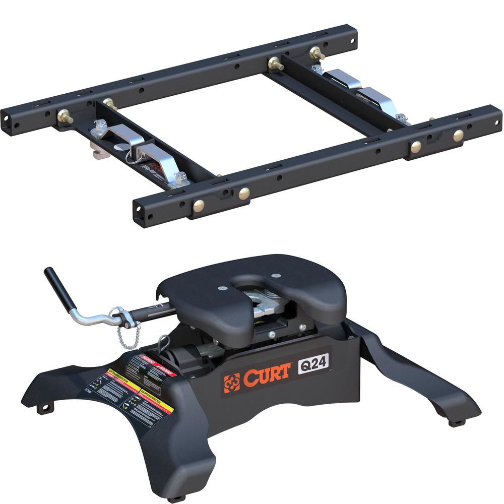 16027 - Puck System 5th Wheel Adapter with Rails, Select Chevy, Ford, GMC, 25K Curt Q24 5th Wheel Hitch suitable for Ford and Chevy trucks