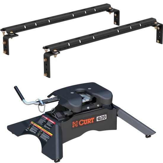 16200 - Universal 5th Wheel Base Rails, 25K (Carbide Black) Curt Q20 Dual Jaw 5th Wheel Trailer Hitch - 20,000 LB Towing