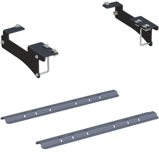 16429 - Custom 5th Wheel Brackets, Select Chevrolet Silverado, GMC Sierra 2500, 3500 HD Curt 40K Tiridium Base Rail Kit with Quick Connect Brackets
