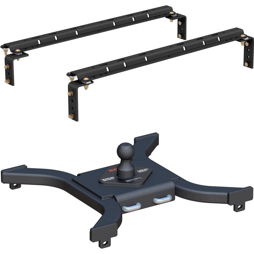 16200 - Universal 5th Wheel Base Rails, 25K (Carbide Black) Curt Spyder 25K Gooseneck Trailer Hitch in black finish for trucks