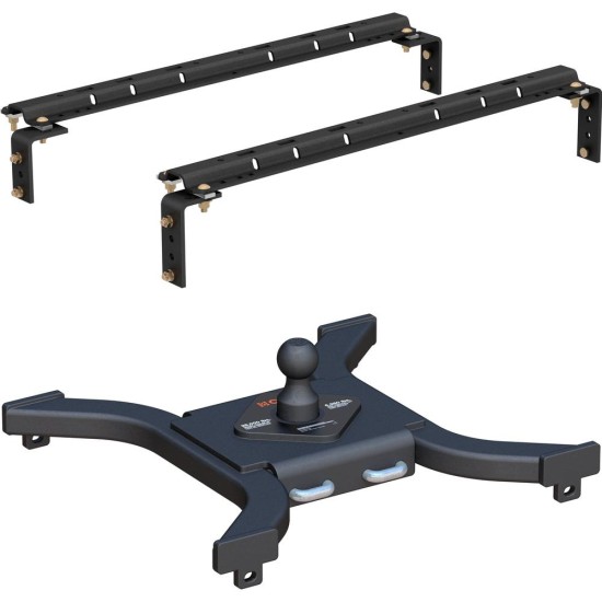 16200 - Universal 5th Wheel Base Rails, 25K (Carbide Black) Curt Spyder 25K Gooseneck Trailer Hitch in black finish for trucks