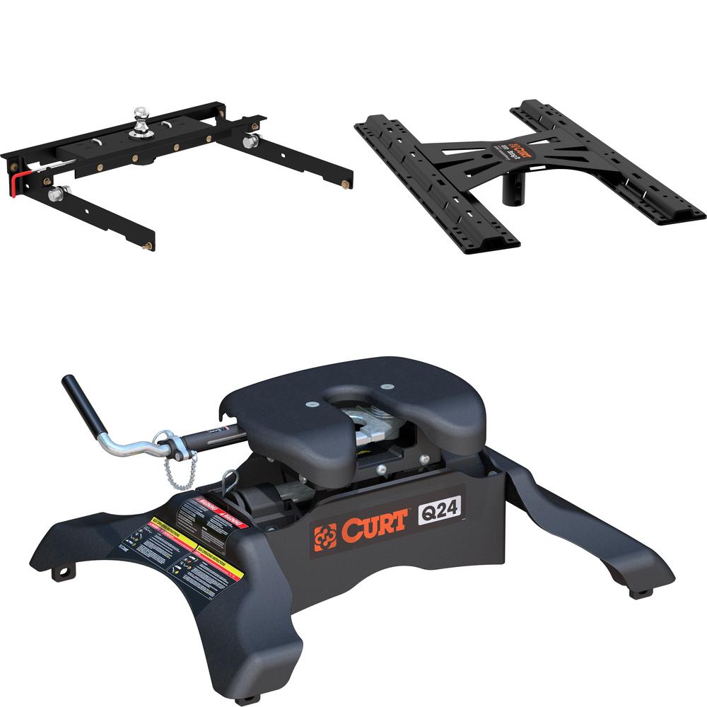 60723 - Double Lock Gooseneck Hitch Kit with Brackets, Select Ford F-150, F-250, F-350 Curt Q24 Dual Jaw 5th Wheel Hitch, 24K capacity, Ford F-Series