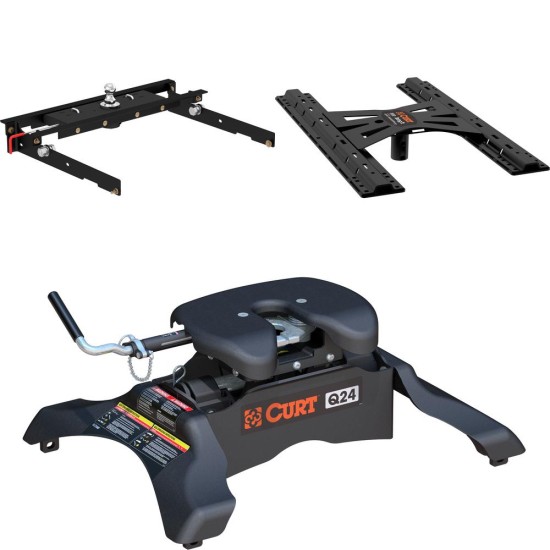 60723 - Double Lock Gooseneck Hitch Kit with Brackets, Select Ford F-150, F-250, F-350 Curt Q24 Dual Jaw 5th Wheel Hitch, 24K capacity, Ford F-Series